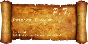 Petrics Tivadar névjegykártya